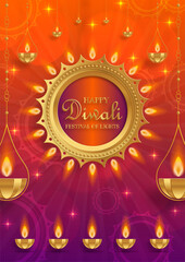 Festive Diwali and Deepawali card. The indian festival of lights