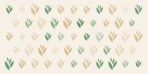 Rows of Colorful Leaves, Plants - Vintage Style Texture, Pattern Background, Design Element, Template in Editable Vector Format