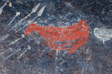 Bushmen (san) rock painting of an antelope, Northern Cape, South Africa.