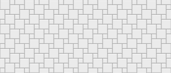 Tile subway wall. Vintage rectangle brickwall. Seamless brick texture. Metro background. Ceramic pattern. Old stone surface. Apron faience print. Cement print. Kitchen backsplash. Vector illustration.