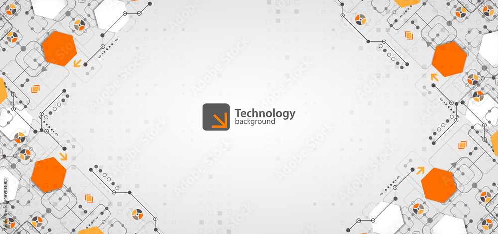 Wall mural abstract technology concept. circuit board, high computer background. vector illustration with space