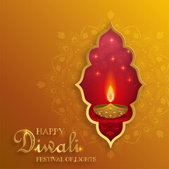 Fototapeta na wymiar Festive Diwali and Deepawali card. The indian festival of lights