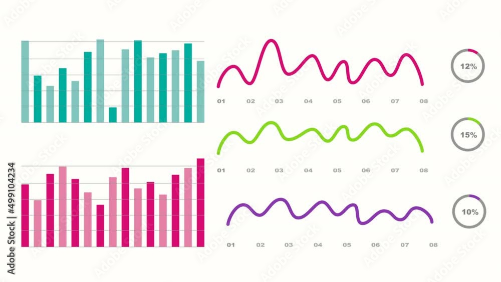 Poster infographic elements set for financial profit presentation or business report. 4k animation of bar c