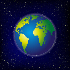 Planet Earth on the background of outer starry space.
