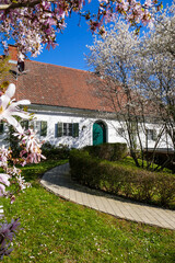 Beautiful old house in Austria. Old European house in the village.