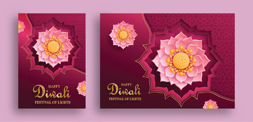 Happy Diwali vector illustration. Festive Diwali and Deepawali card. The Indian festival of lights on color background