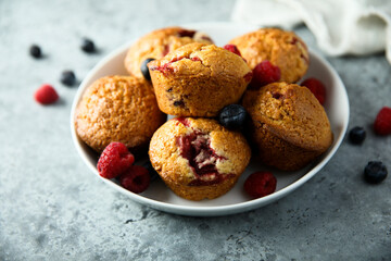 Homemade muffins with berries
