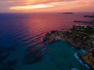 Cala Tarida beach in Ibiza, Spain