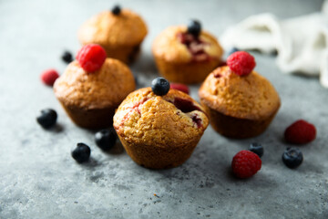 Homemade muffins with berries