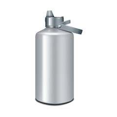 Blank metal insulated water bottle with straw lid realistic vector mockup. Reusable stainless steel travel sport flask isolated on white background mock-up