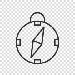 Compass icon in flat style. Navigation equipment vector illustration on white isolated background. Journey direction business concept.