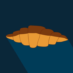 vector hand drawn croissant icons, different styles. Outline, silhouette, flat, cartoon croissants  on blue background for design menu cafe,bistro, restaurant, label and packaging.