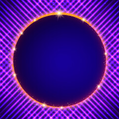 Abstract vector pattern purple shining background illustration with blue roung banner