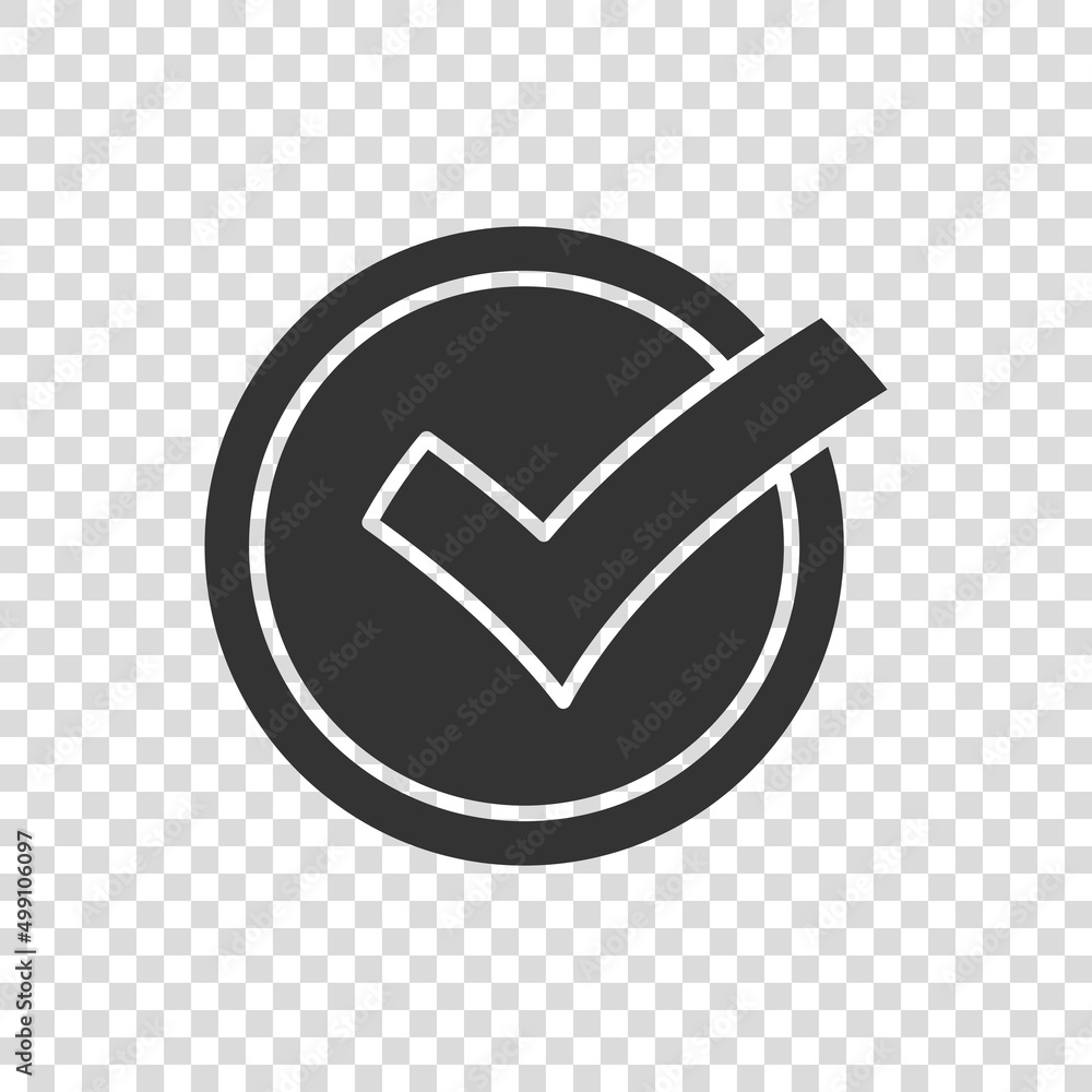 Poster check mark sign icon in flat style. confirm button vector illustration on white isolated background.