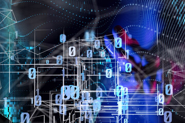 Global network. Blockchain. 3D illustration. Neural networks and artificial intelligence. Abstract