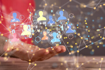 Abstract technology group and data 3d