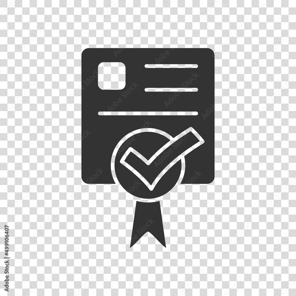 Poster approve certificate icon in flat style. document check mark vector illustration on white isolated ba