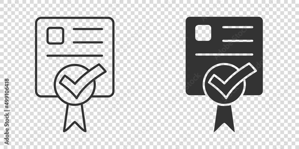 Poster approve certificate icon in flat style. document check mark vector illustration on white isolated ba