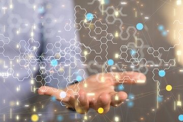 Digital technology background. Network connection dots and lines.