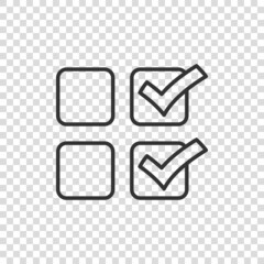 Checklist document icon in flat style. Survey vector illustration on white isolated background. Check mark choice business concept.