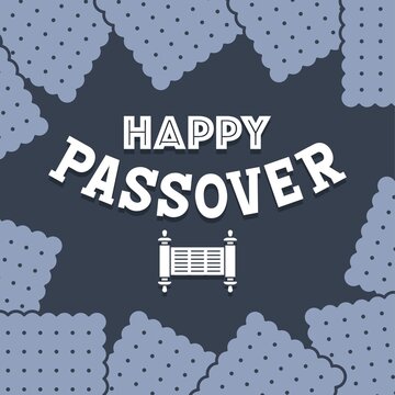 Happy passover vector with Matzos surround on background