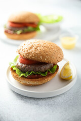 Traditional homemade burger with fresh tomato