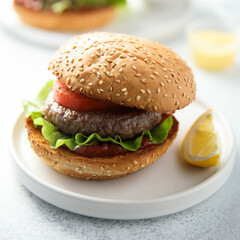 Traditional homemade burger with fresh tomato
