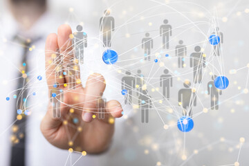 Neural network 3D illustration. Big data and cybersecurity