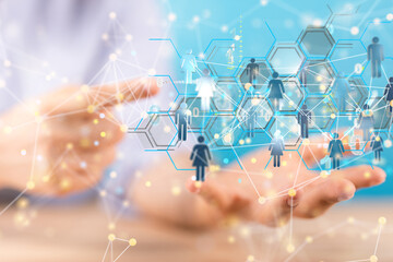 Abstract technology group and data 3d