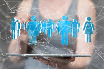 Global network. Blockchain. 3D illustration. Neural networks and artificial intelligence. Abstract