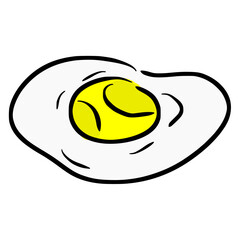 egg fried sketch in vintage colorful illustration style for restaurant cafe menu