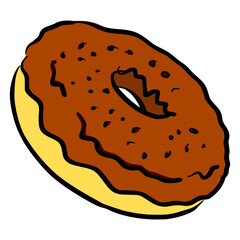 donuts sketch in vintage colorful illustration style for restaurant cafe menu