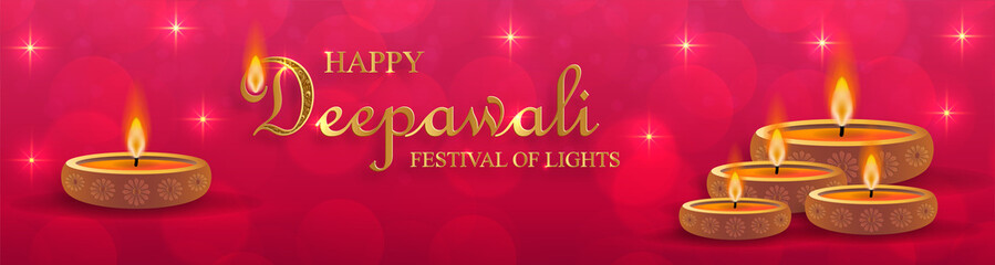 Diya lamp with fire lighting for Diwali, Deepavali or Dipavali, the indian festival of lights