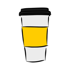 cup coffee sketch in vintage colorful illustration style for restaurant cafe menu