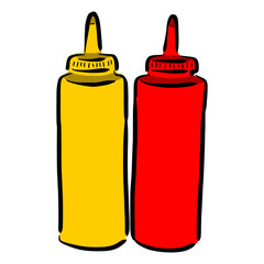 ketchup sketch in vintage colorful illustration style for restaurant cafe menu