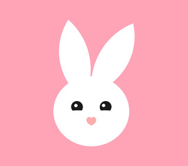 Cute white Easter bunny face.