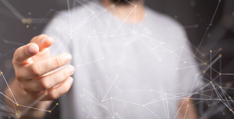 Concept of big data, machine learning, artificial intelligence, hyper loop