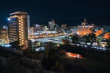 Fototapeta na wymiar 山梨県甲府市 甲府城跡から眺める甲府市の夜景