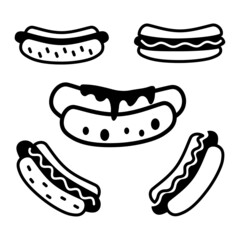 Hotdog Icon Set Vector On Trendy Design.