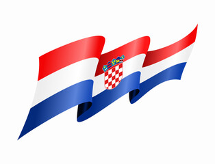 Croatian flag wavy abstract background. Vector illustration.