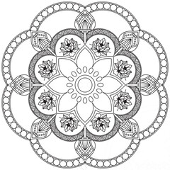 Leaf Flower Petal Coloring Mandala Art Simple Graphic Shape Vector Floral Oriental Outline Vintage Decorative Elements Pattern Illustration Islam Arabic Indian Turkish Mystic Religion Morals Lotus