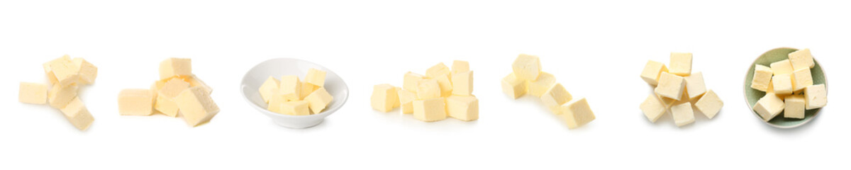 Curl of butter on white background