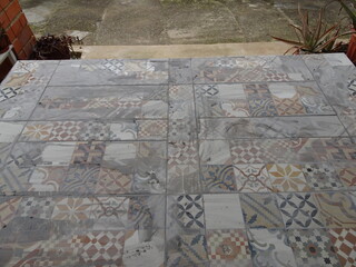 Grouting of Mosaic Tiled Table