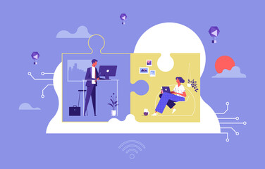 Business team working with cloud storage connect concept, smart working and working online any workplace