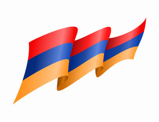 Armenian flag wavy abstract background. Vector illustration.