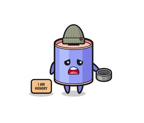 cute cylinder piggy bank beggar cartoon character