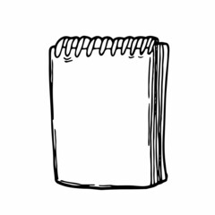 Vector sketch of notepad. Hand draw illustration. Stationery and school supplies concept