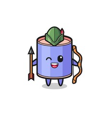 cylinder piggy bank cartoon as medieval archer mascot