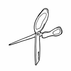 Doodle stationery scissor icon in vector. Hand drawn scissor icon in vector. Scissor doodle illustration in vector.