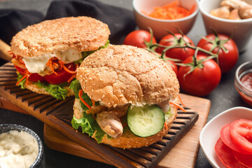 Fresh doner kebab in buns on table